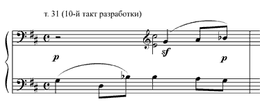 модуляции в тактах пьесы Моцарта