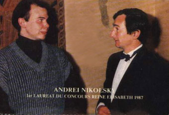 Андрей Никольский получил Первую премию, золотую медаль, и премию за лучшее исполнение произведения бельгийского композитора на Международном Конкурсе имени королевы Елизаветы в Брюсселе (1987)